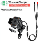 Shockproof Motorcycle Phone Mount – Optional 15W Wireless + 36W USB-C Charging