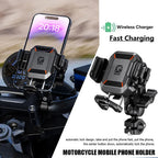 Shockproof Motorcycle Phone Mount – Optional 15W Wireless + 36W USB-C Charging