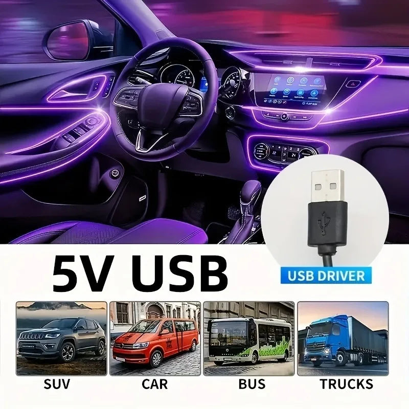 5M USB LED Neon Interior Light Strip for Cars